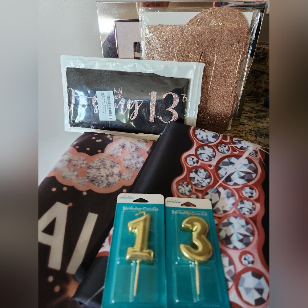 Lot of 13th Birthday Decorations